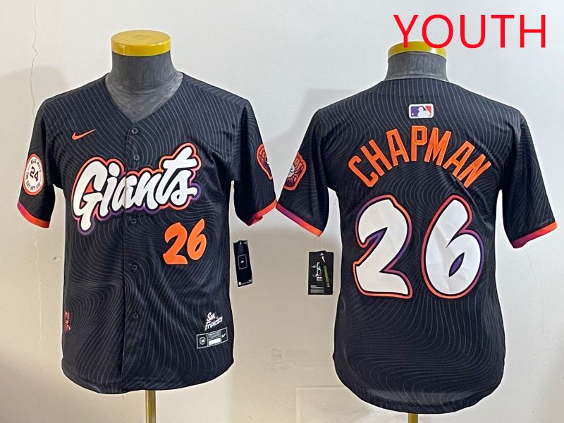 Youth San Francisco Giants #26 Chapman Black Joint Name 2025 Nike MLB Jersey style 8->youth mlb jersey->Youth Jersey